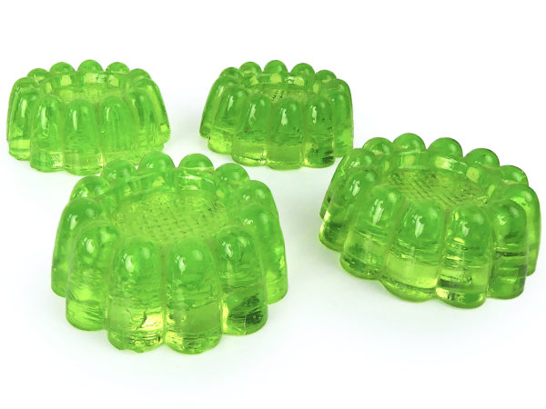 4 patins pour piano en ouraline verre fluorescent de collection Début XXe