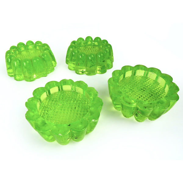 4 patins pour piano en ouraline verre fluorescent de collection Début XXe