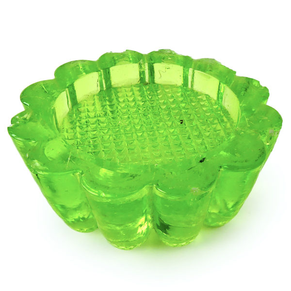 4 patins pour piano en ouraline verre fluorescent de collection Début XXe (détail)