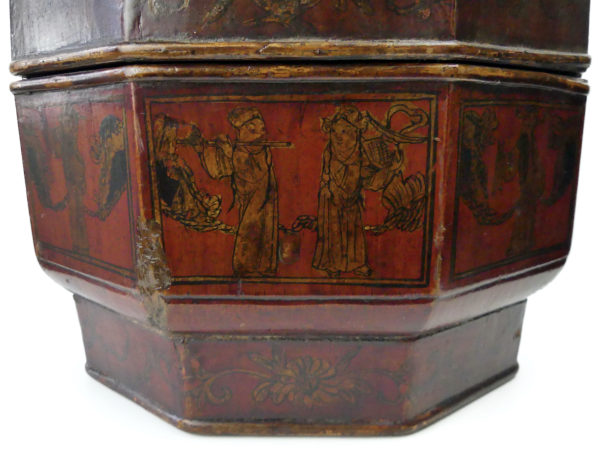 Bakul Sia chinois panier de mariage ancien en bambou laqué (détail)