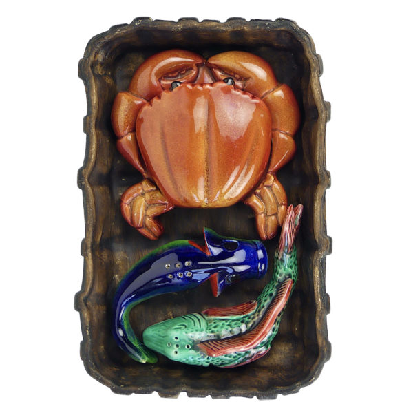 Serviteur de table Panier du pêcheur en barbotine Années 60 (dessus)