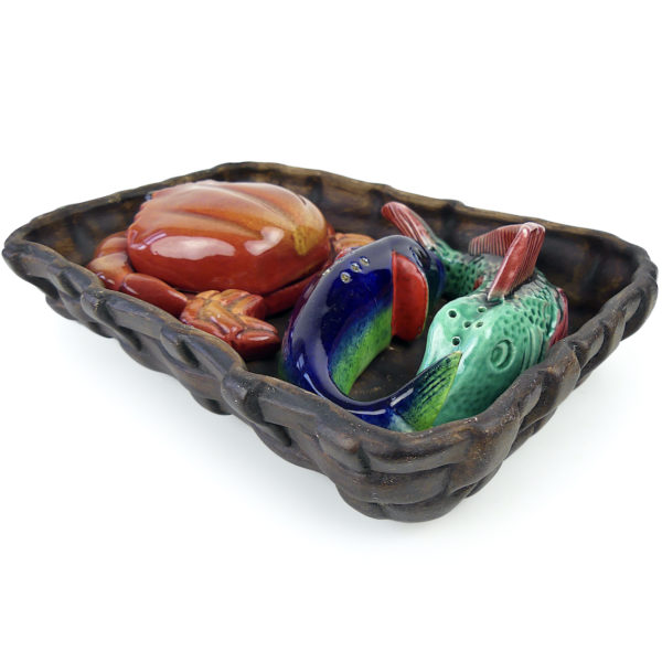 Serviteur de table Panier du pêcheur en barbotine Années 60 (3/4)