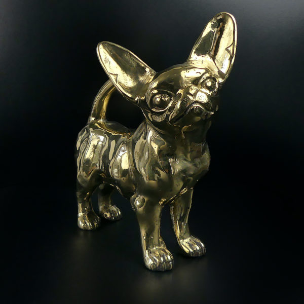 Statue chihuahua en laiton design et décalée (3/4)