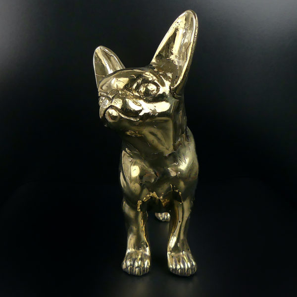 Statue chihuahua en laiton design et décalée (face)
