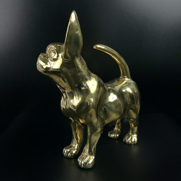 Statue chihuahua en laiton design et décalée (3/4)