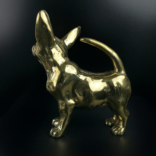Statue chihuahua en laiton design et décalée (dos)