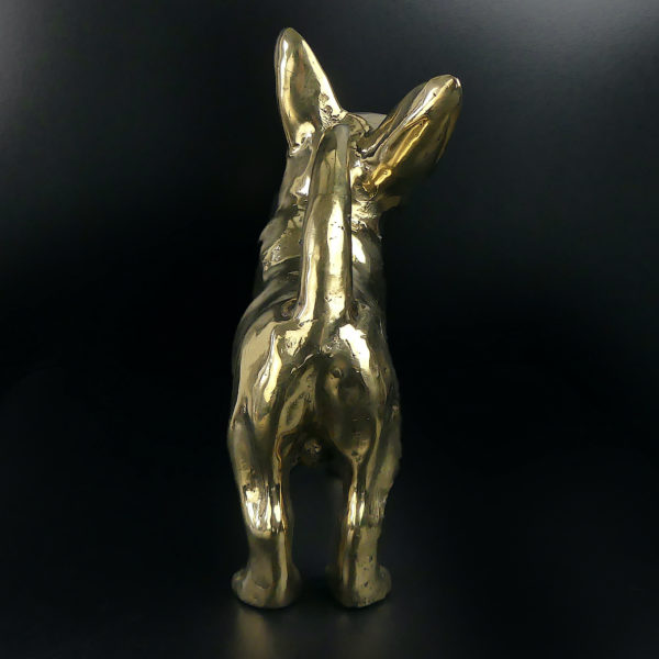 Statue chihuahua en laiton design et décalée (derrière)