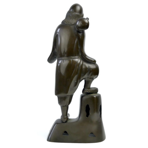 Bronze patiné vieil homme finement détaillé Antiquité Indochine (dos)