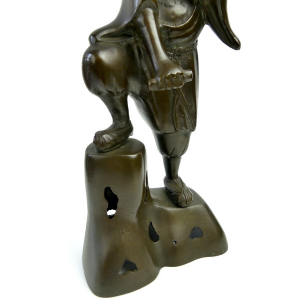 Bronze patiné vieil homme finement détaillé Antiquité Indochine (détail)