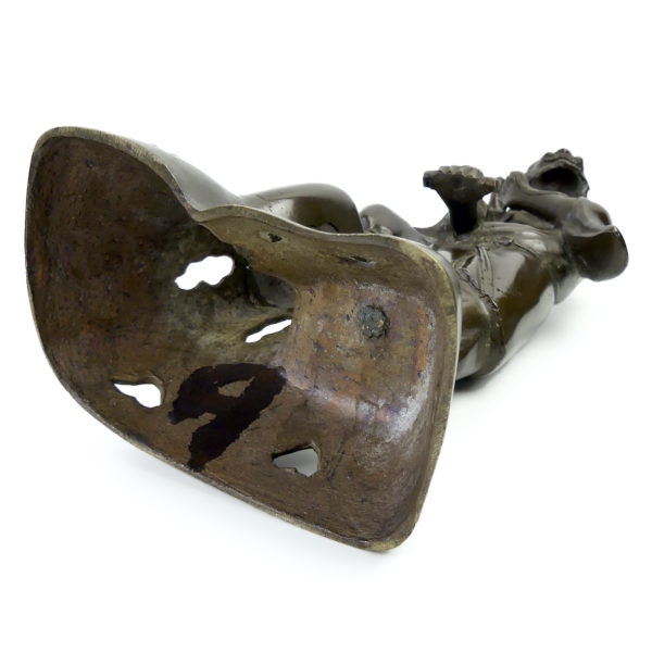 Bronze patiné vieil homme finement détaillé Antiquité Indochine (dessous 3/4)