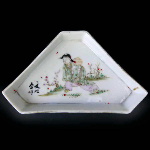Cabaret chinois de 5 petits bols à viandes porcelaine Qianjiang cai XIXe (dessus)