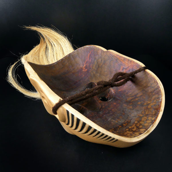 Masque Beshimi Akujo en bois de cyprès Théâtre nô Période Shōwa (3/4 dos)