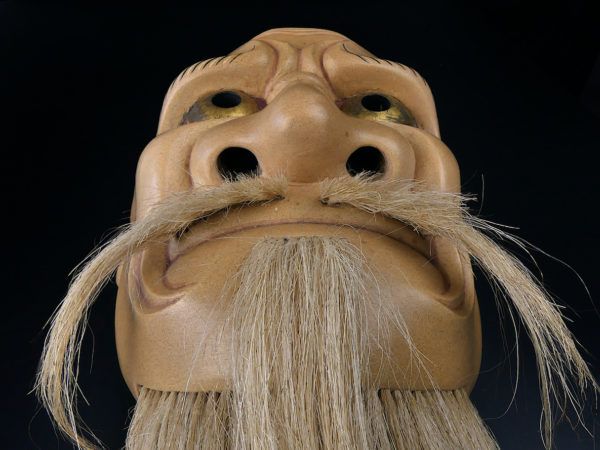 Masque Beshimi Akujo en bois de cyprès Théâtre nô Période Shōwa (détail)