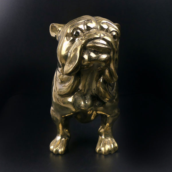 Statue bouledogue en laiton (face)