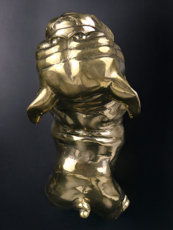 Statue bouledogue en laiton (dessus)