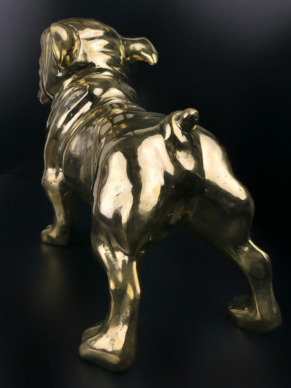 Statue bouledogue en laiton (3/4 dos)
