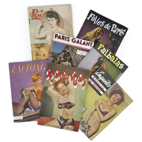 7 revues érotiques vintage années 50 Pin-up Paris Curiosa (face)