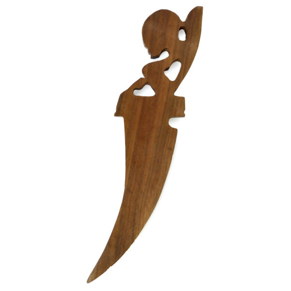 Deux couteaux Tiki sculptés en Miro Artisanat polynésien (dos)