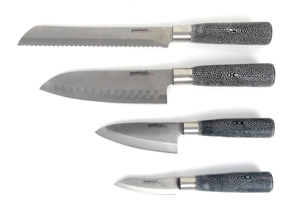 Bloc de couteaux japonais Santoku (dessus)