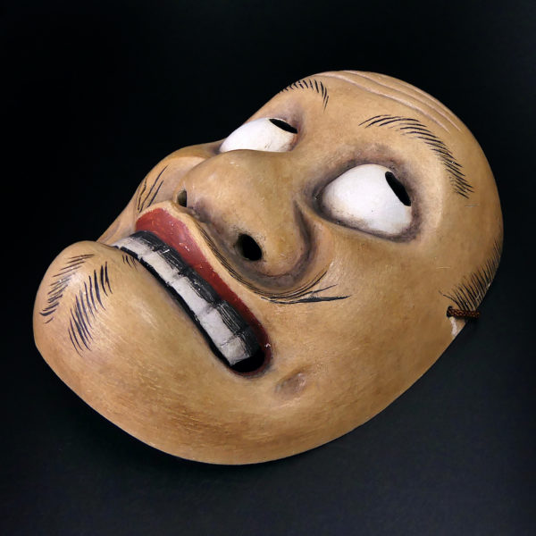 Masque Kentoku théâtre Kyōgen en bois peint Théâtre Nô (dessous 3/4)