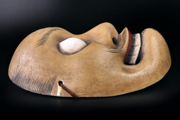 Masque Kentoku théâtre Kyōgen en bois peint Théâtre Nô (profil)