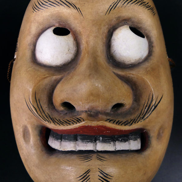 Masque Kentoku théâtre Kyōgen en bois peint Théâtre Nô (détail)