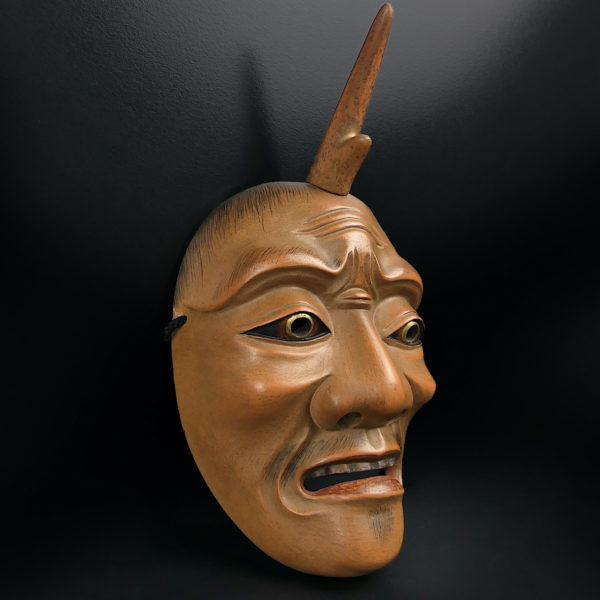 Masque Ikkaku Sennin en bois extrêmement rare théâtre nô Shōwa (3/4)