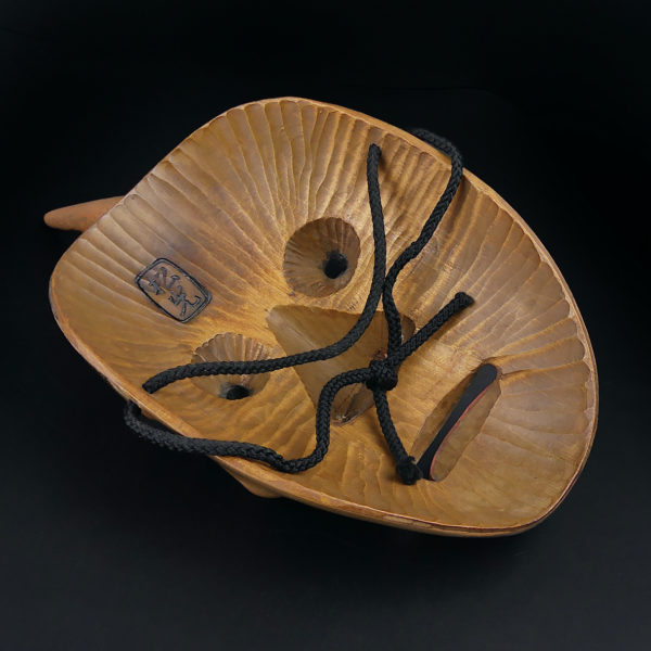 Masque Ikkaku Sennin en bois extrêmement rare théâtre nô Shōwa (3/4 dos)