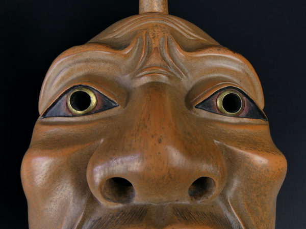 Masque Ikkaku Sennin en bois extrêmement rare théâtre nô Shōwa (détail)