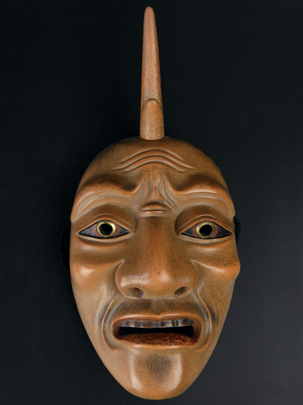 Masque Ikkaku Sennin en bois extrêmement rare théâtre nô Shōwa (face)