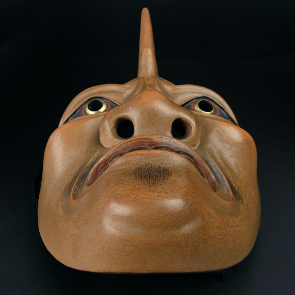 Masque Ikkaku Sennin en bois extrêmement rare théâtre nô Shōwa (dessous)