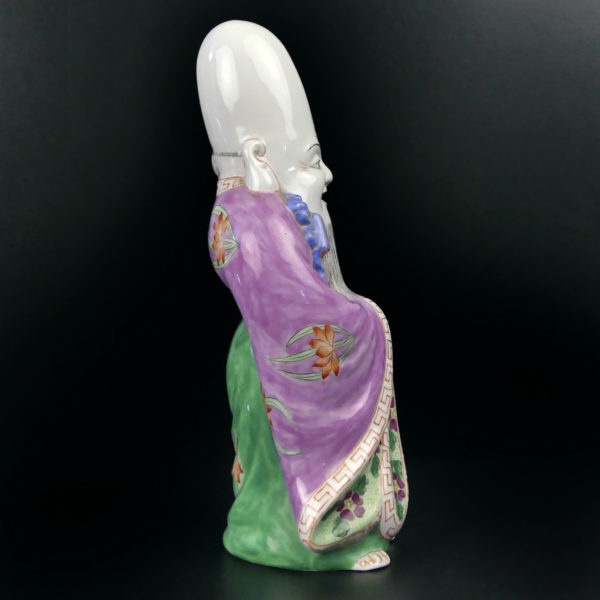 Porcelaine Fukurokuju Dieu taoïste du bonheur Fin XIXe Chine (profil)