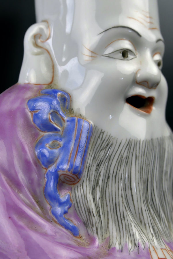 Porcelaine Fukurokuju Dieu taoïste du bonheur Fin XIXe Chine (détail)