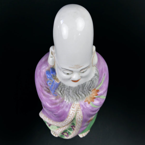 Porcelaine Fukurokuju Dieu taoïste du bonheur Fin XIXe Chine (dessus 3/4)