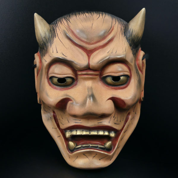 Masque nô Yakan renard des champs en bois de cyprès Ère Heisei  (face)