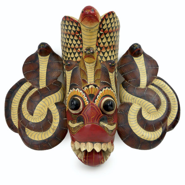 Petit masque Naga Raksha en bois Fin XXe Sri Lanka (face)