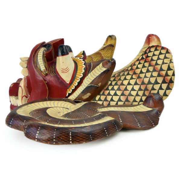 Petit masque Naga Raksha en bois Fin XXe Sri Lanka (profil)