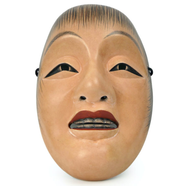 Masque nô Shōjō en bois Esprit de la mer Japon Shōwa (dessous)
