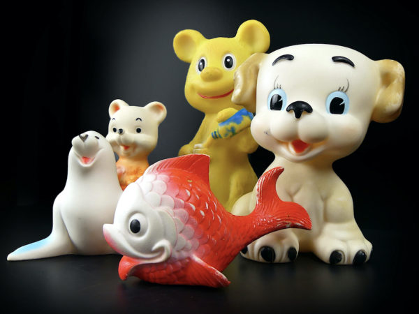 Lot de 5 jouets Animaux en caoutchouc pouets Années 70
