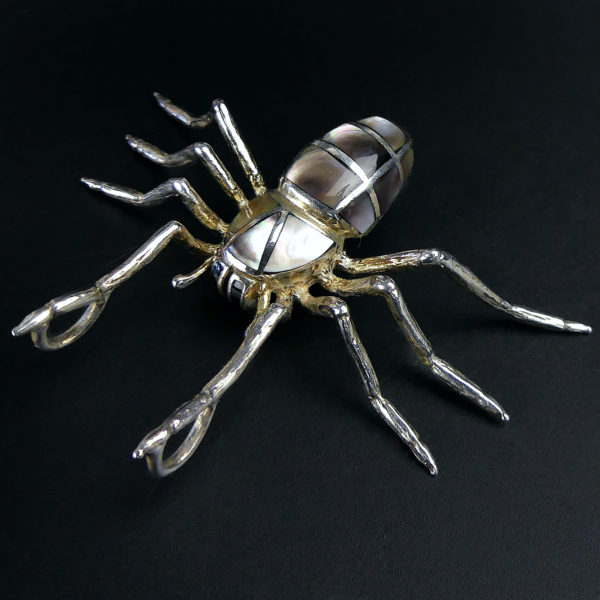 Broche pendentif Araignée nacre et argent 925 (3/4)