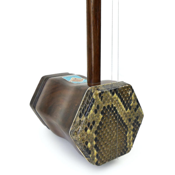 Erhu violon chinois traditionnel ancien en bois et peau Shangaï (3/4)