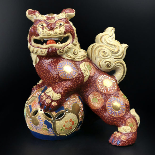 Grand Chien de fô satsuma Lion de Temple Shōwa Japon (face)