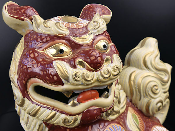 Grand Chien de fô satsuma Lion de Temple Shōwa Japon (détail)