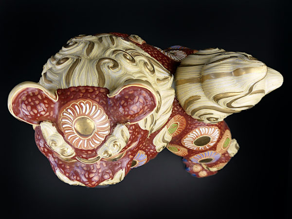 Grand Chien de fô satsuma Lion de Temple Shōwa Japon (dessus)