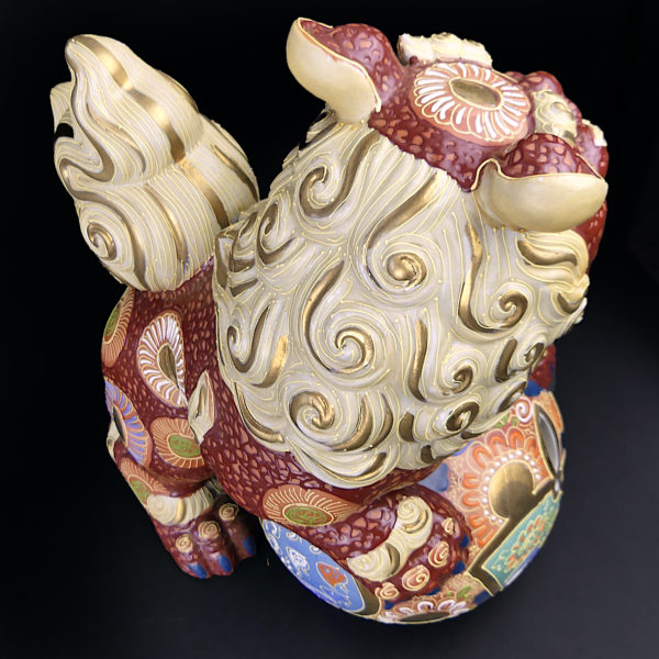 Grand Chien de fô satsuma Lion de Temple Shōwa Japon (dessus 3/4)