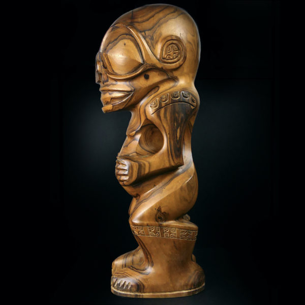 Grand Tiki marquisien massif exceptionnel en bois de rose 70 (profil)