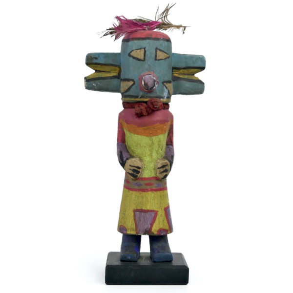 Poupée Kachina Hopi aux oreilles doubles en bois léger Arizona (face)