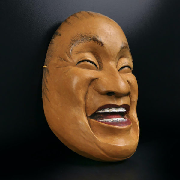 Masque nô Dieu du rire Fuku-no-kami Théâtre Kyôgen en bois Hinoki (3/4)