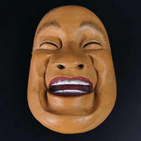 Masque nô Dieu du rire Fuku-no-kami Théâtre Kyôgen en bois Hinoki (face)