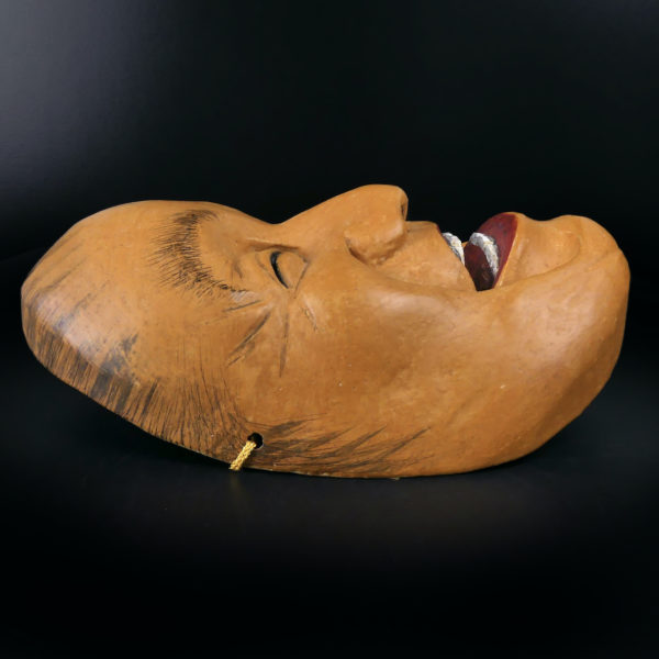 Masque nô Dieu du rire Fuku-no-kami Théâtre Kyôgen en bois Hinoki (profil)